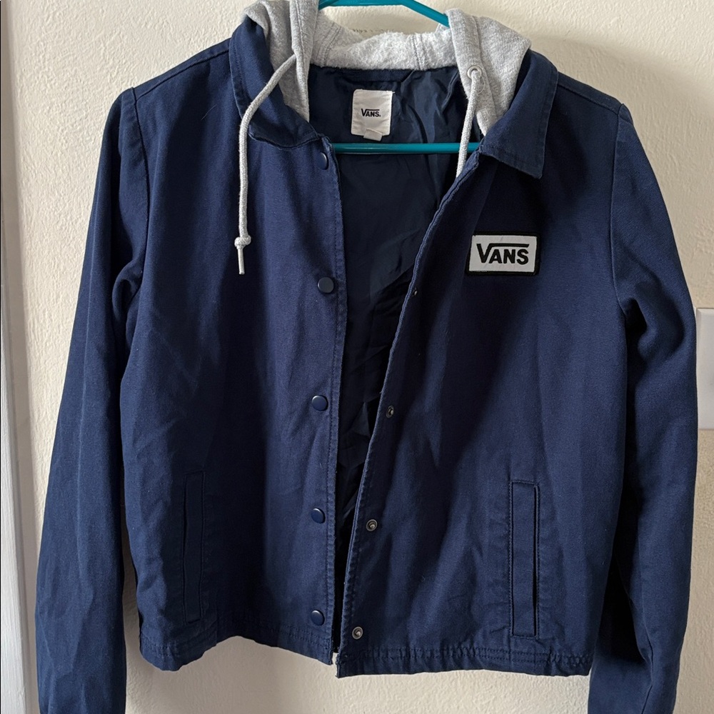 Vans - Navy Canvas hooded jacket - size x-small